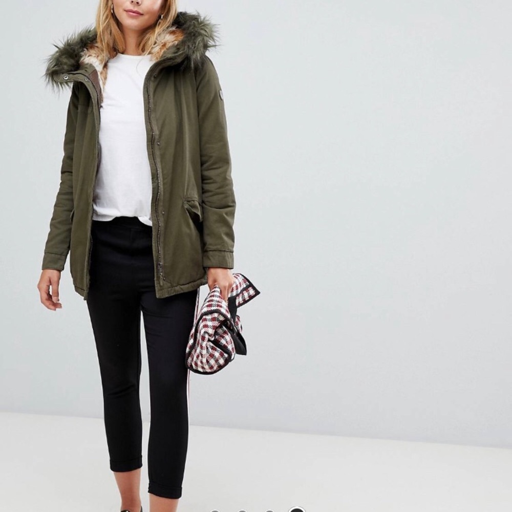 Faux fur hooded parka